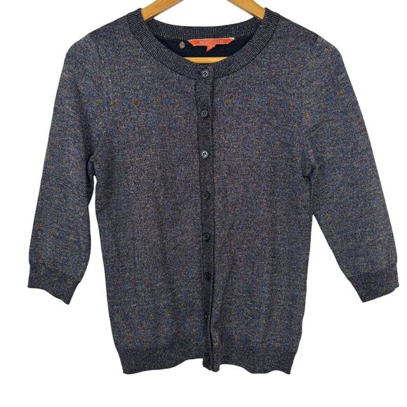 Modcloth Metallic Sparkle Iridescent Black Grey Cardigan Sweater Size Med EUC - Picture 1 of 8